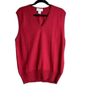 Vintage 80s 90s Tricots St. Raphael Men Size Large Pure Wool V Neck Sweater Vest